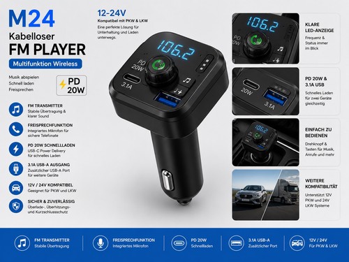 M24 bluetooth transmitter - fm,